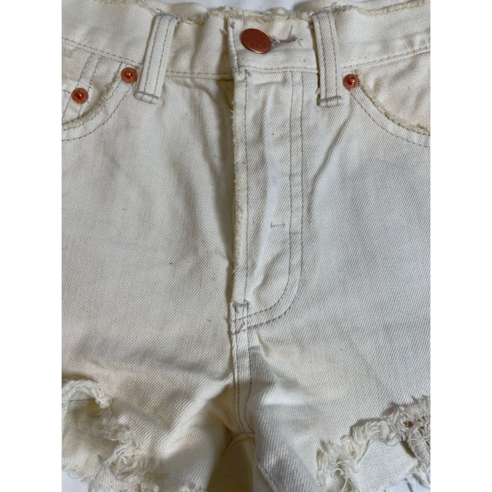 We the Free Distressed Boho Cream Cut-Off Button-Fly Shorts Size 25 - Picture 4 of 6